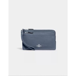 COACH 5610 DOUBLE ZIP WRISTLET/WALLET Light Mist nwt (7163)